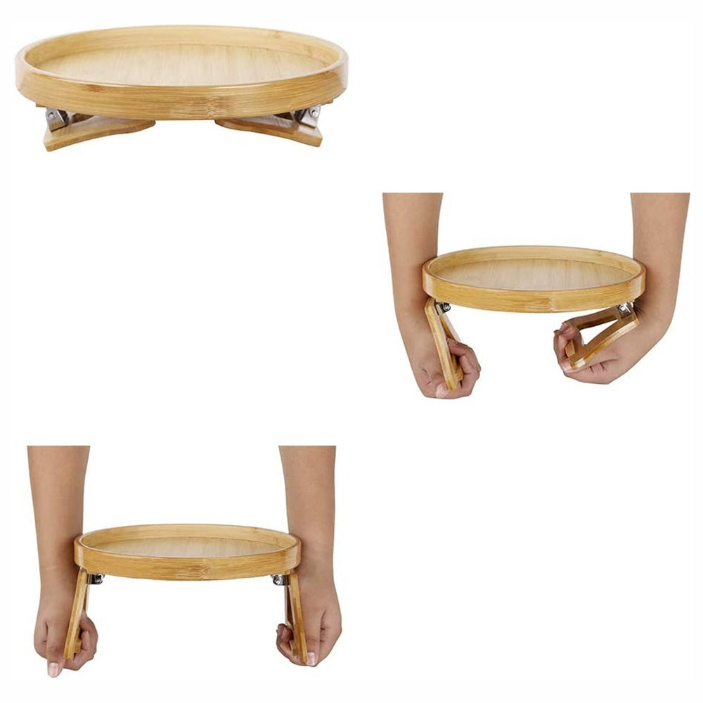 Sofa Tray Table Sofa Armrest Clip-On Tray Natural wooden Sofa Tray Practical TV Snack Tray for Remote Control Coffee Snacks
